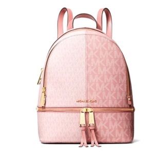NWT Michael Kors pink leather logo med. backpack purse